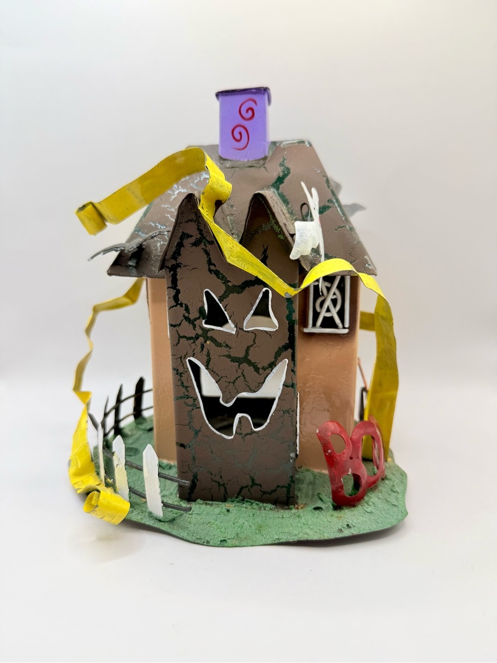 Vintage Target Metal Haunted House Halloween Tealight Candle Holder 8.5”